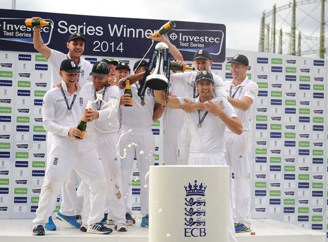 England celebrate after winning the Test series 3-1